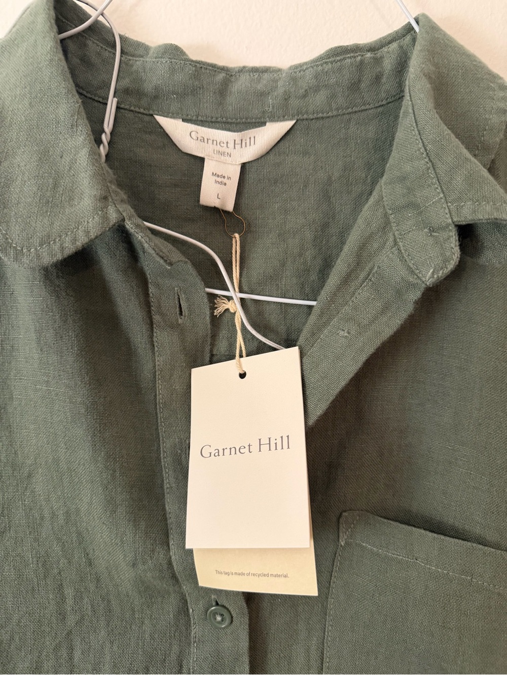 Garnet Hill Olive Green Linen Polo Tunic - Picture 2 of 2